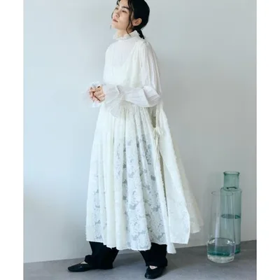 ワンピース フェザージャガードレイヤードワンピース