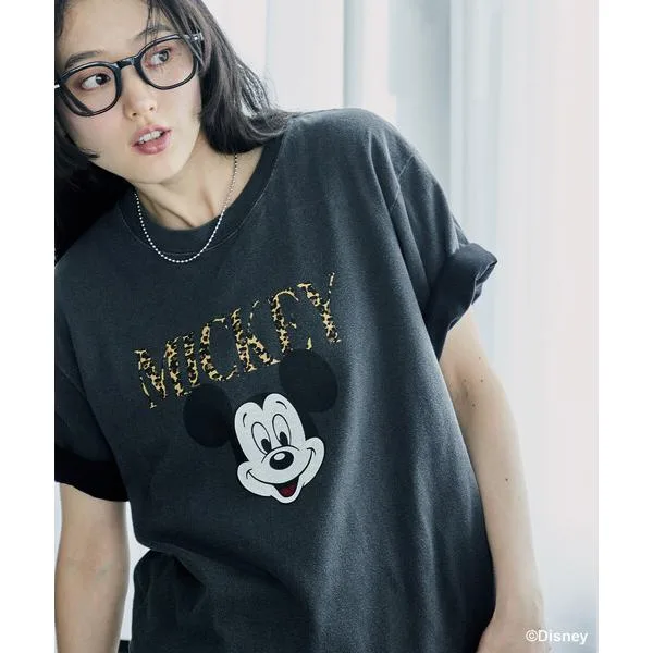 เสื้อยืดแขนสั้น GOOD ROCK SPEED × FREAK'S STORE/Good Rock Speed "MICKEY MOUSE" เสื้อยืดโลโก้เสือดาว/มิกกี้เมาส์/เสื้อยืดโลโก้เสือดาวแบบกำหนดเอง...