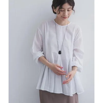 ブラウス シャツ ボイルマチ切替フレアブラウス レディース