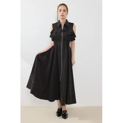 ワンピース 夏 ノースリーブフリルワンピース 夏服 秋服