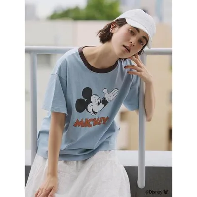 tシャツ 半袖 「Disney」ミッキーマウス/配色Tシャツ レディース