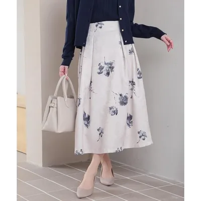 ロング スカート ジャカード花柄スカート