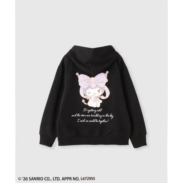 パーカー 「Sanrio/サンリオ」キャラクターバックプリント ワンポイント刺繍 裏毛ジップパーカー キッズ 子供服 女の子