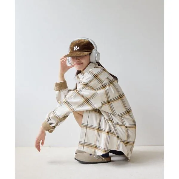 シャツ 「UNISEX」コーデュロイ袖切り替え/モールチェックシャツジャケット メンズ レディース