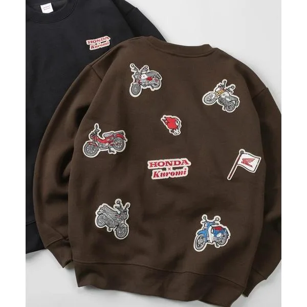 トレーナー スウェット 裏起毛 「71」「HONDA/ホンダ」×「Sanrio/サンリオ」「スーパーカブ」「はぴだんぶい」「クロミ」コラボ 裏起毛 クルーネック プ…