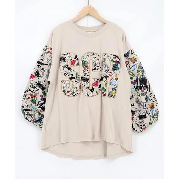 tシャツ 163627:SCRアップリケロゴ 袖切替プルオーバー レディース