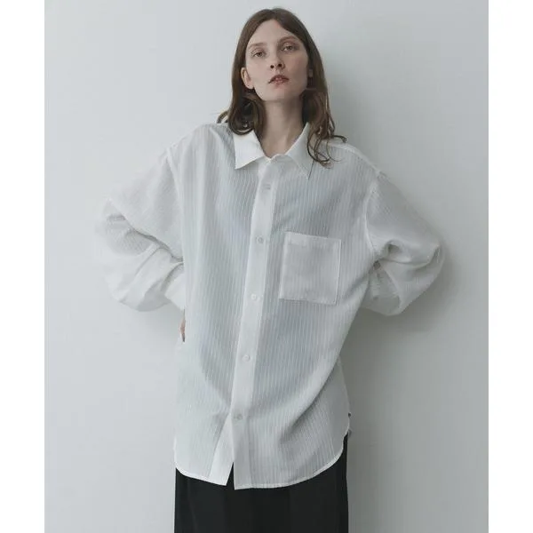 シャツ remer 26秋冬新作 - loose rayon stripe oversized shirt / レーヨンストライプオーバーシャツ メンズ レディース