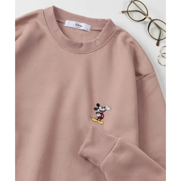 トレーナー スウェット 裏起毛 「71」「Disney/ディズニー」ミッキーマウス 胸ワンポイント刺繍 裏起毛 スウェット/トレーナー/レディース(S)