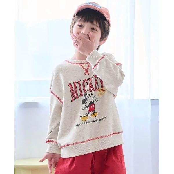 トレーナー 名札ココ裏毛ステッチプルオーバー「ディズニー」 キッズ 子供服 男の子 女の子
