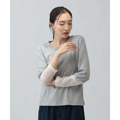 tシャツ アイレットリブ袖切り替えプルオーバー 1063237 レディース