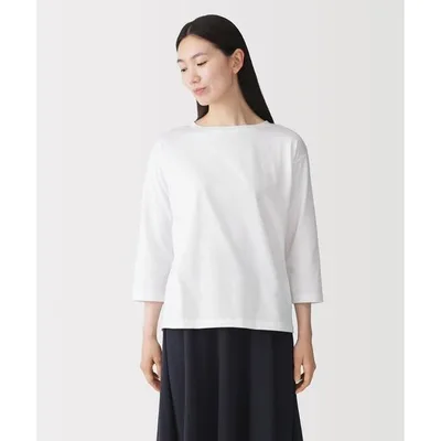 tシャツ 婦人 天竺編みボートネック七分袖Tシャツ レディース