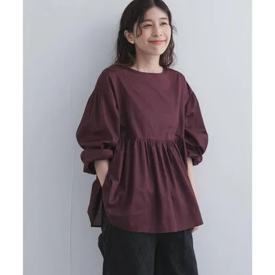ブラウス シャツ コットンツイル2WAYギャザーブラウス 26AW レディース