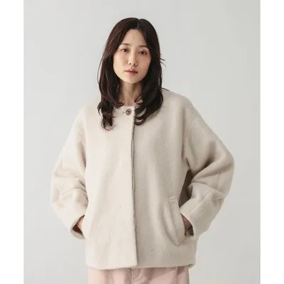 ノーカラーコート コート シャギーノーカラーコクーンコート/681002 レディース