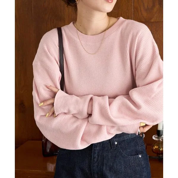 tシャツ 限定展開 ヘビー ワッフル クルーネック チュニック プルオーバー レディース
