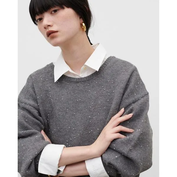 ニット セーター 「LARUTA」ビーズヤーン2WAYプルオーバー レディース