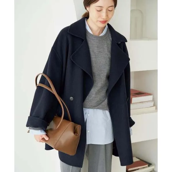 ピーコート pコート 「シリーズあり/追加」souple wool ダブルフェイスミドルコート レディース