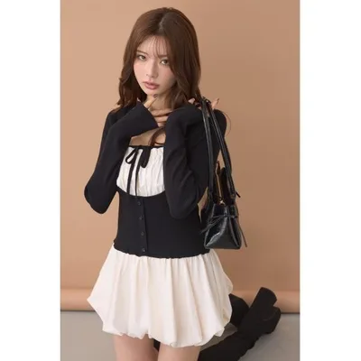 ワンピース ドッキングバルーンミニワンピース 秋服 冬服