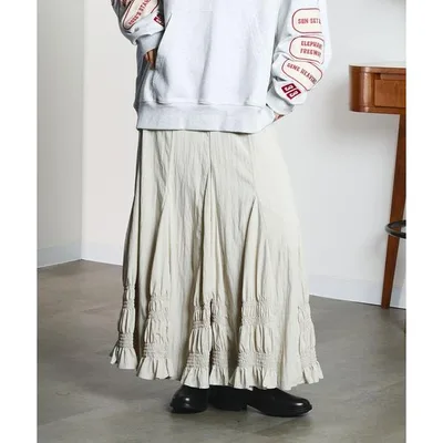 ロング スカート LONG SHIRRED SKIRT