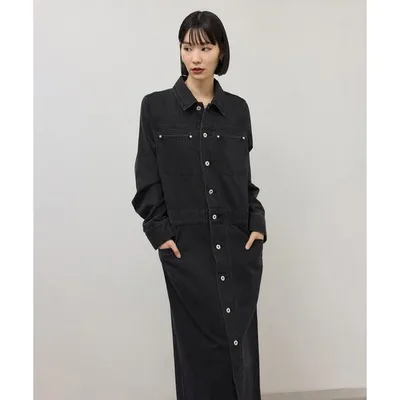 シャツワンピース 「WEB限定」・「追加」デニムシャツロングワンピース