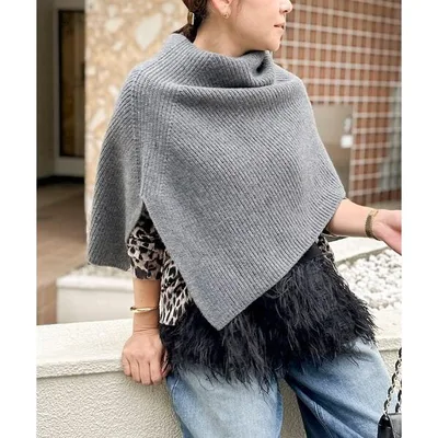 ニット セーター 「追加」「手洗い可能」マルチWAYニットポンチョ レディース