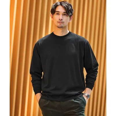 tシャツ 「WEB限定」JUST fit デイリー ワイド 長袖 Tシャツ -吸水速乾・抗菌- メンズ