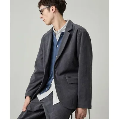 セットアップ 「EASENCE」コーデュロイ セットアップ テーラードジャケット&タックストレートパンツ / 保温・UVカット メンズ