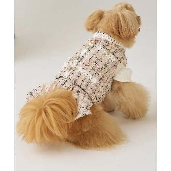 犬 服 「DOG&CAT」ツイードドッキングカットワンピース