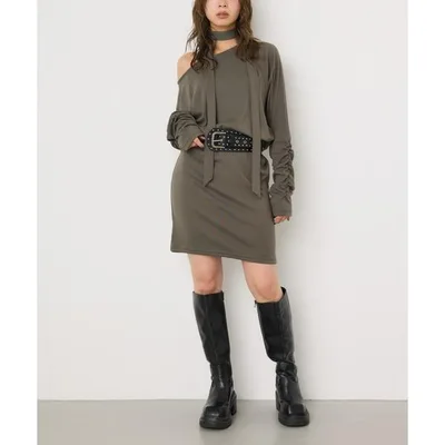 ワンピース DOLMAN CUT TIE S/OP ドルマンスウェットショートワンピース 秋服 ミニワンピース