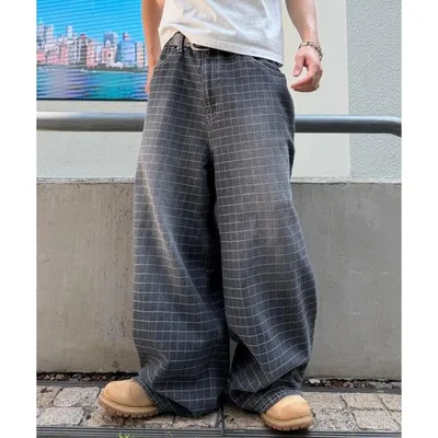 ジーンズ Vintage Like Jacquard Check buggy Denim - ヴィンテージライクジャガードチェックバギーデニム メンズ レディース