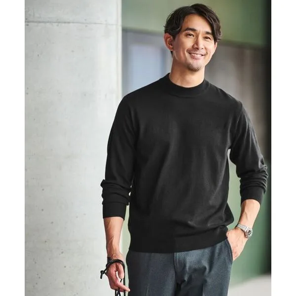 タートルネック セーター ニット 「WEB限定」JUST fit ハイゲージ ジャケイン モックネック ニット メンズ