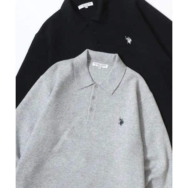セーター ニット U.S. POLO ASSN./ユーエスポロアッスン ミドルゲージニット ロゴ ワンポイント刺繍 ポロ セーター/レディース メンズ メンズ レディース