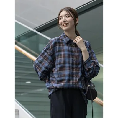 ブラウス シャツ アソートチェック2WAYオーバーシャツ レディース