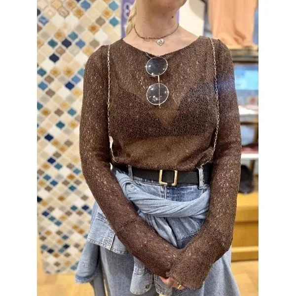 tシャツ ストレッチレースカットプルオーバー レディース