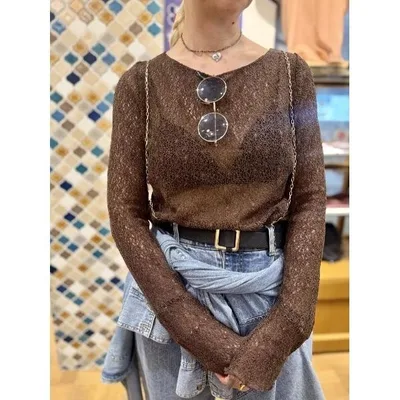 tシャツ ストレッチレースカットプルオーバー レディース