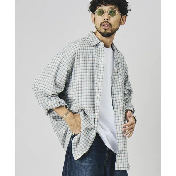 シャツ HINSON/ヒンソン 別注 フランネル レギュラーカラー ロングスリーブシャツ メンズ