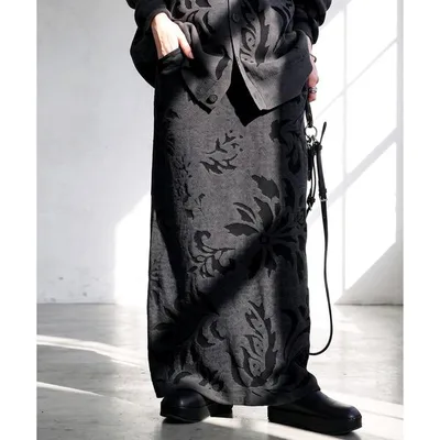 ロング アンティカ antiqua スカート モールヤーン 花柄 ニットスカート