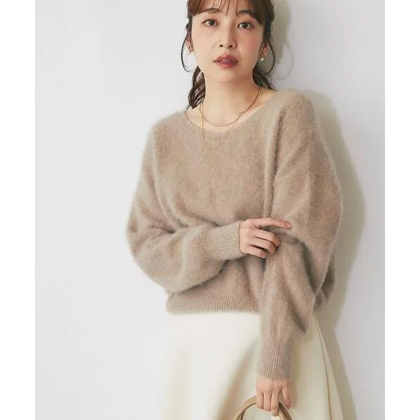 ニット セーター ヘアリーウールカシミヤ混前後2WAYニット レディース
