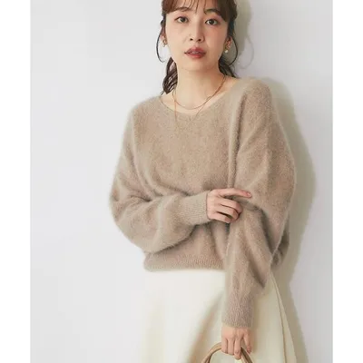 ニット セーター ヘアリーウールカシミヤ混前後2WAYニット レディース