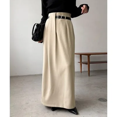 ロング スカート アシメタックベルト付スカート