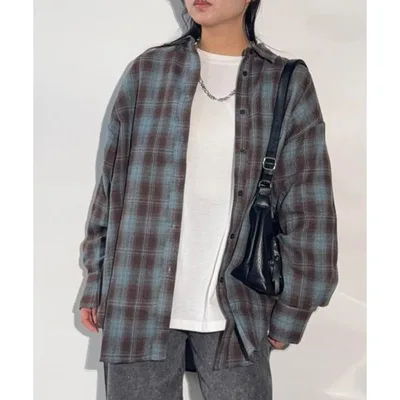 ブラウス シャツ ゆったりオーバーサイズ 3WAYアレンジチェックシャツ レディース