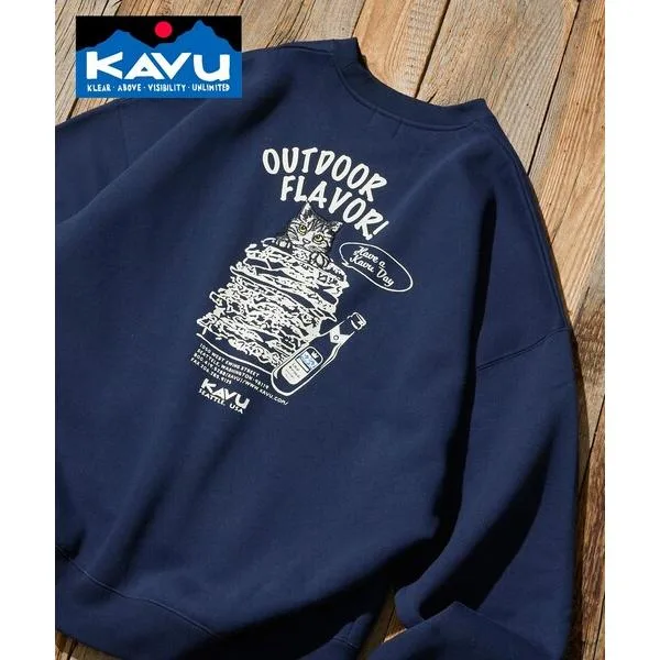 tシャツ KAVU/カブー 限定展開 KAVU×FREAK'S STORE / カブ― 別注 デザイン刺繍 クルーネック スウェット / Burger Cat メンズ