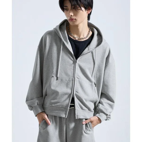 パーカー 「SERACE」HEAVY WEIGHT DRAW CORD SHORT DOUBLE ZIP HOODIE / ヘビーウェイトドローコードショートダブルジップフーディー メンズ レディース