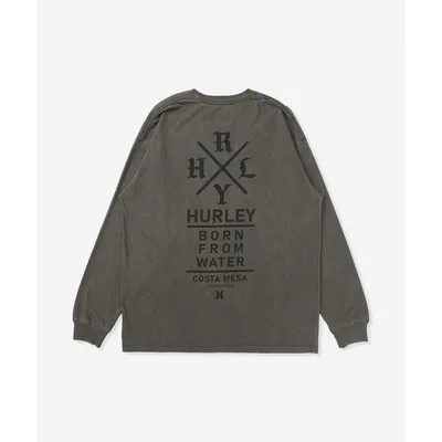 tシャツ 「Hurley:ハーレー」コットン天竺ロングTシャツ バックプリント ピグメント加工 PIGMENT OVERSIZED LONG SLEEVE TEE メンズ レディース