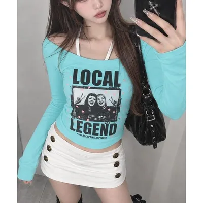 tシャツ 大胆ロゴでギャル度爆上がり!平成ギャルグラフィックプリントロンT レディース