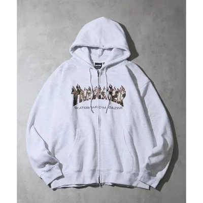 パーカー 裏起毛 「THRASHER/スラッシャー」裏起毛 ロゴデザイン ジップアップパーカー メンズ レディース
