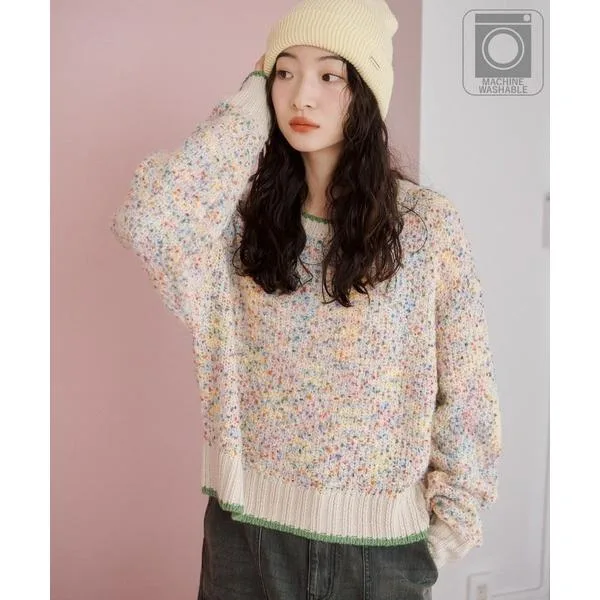 ニット セーター MIXカラーネッププルオーバー レディース