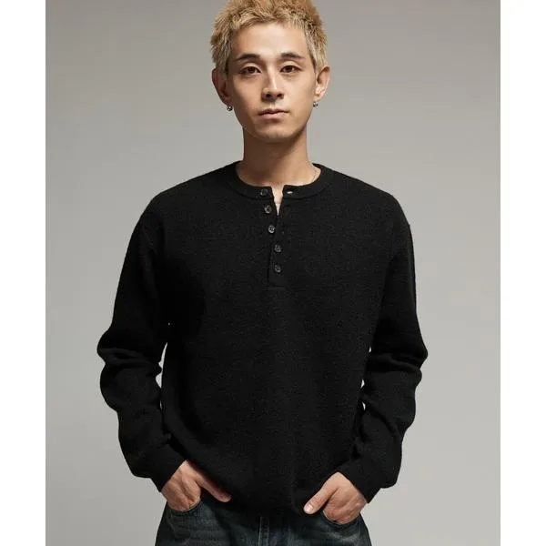 セーター ニット Washable henley knit / ウォッシャブルヘンリーニット メンズ レディース