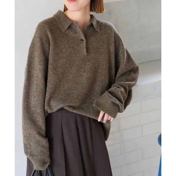 ニット セーター 厚手 「追加 / 新色」ラムミックスシャツプルオーバー レディース