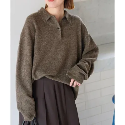 ニット セーター 厚手 「追加 / 新色」ラムミックスシャツプルオーバー レディース