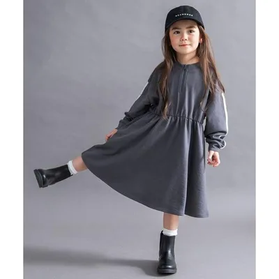 ワンピース 「WEB限定/DRC」袖ライン裏毛長袖ワンピース キッズ 子供服 女の子